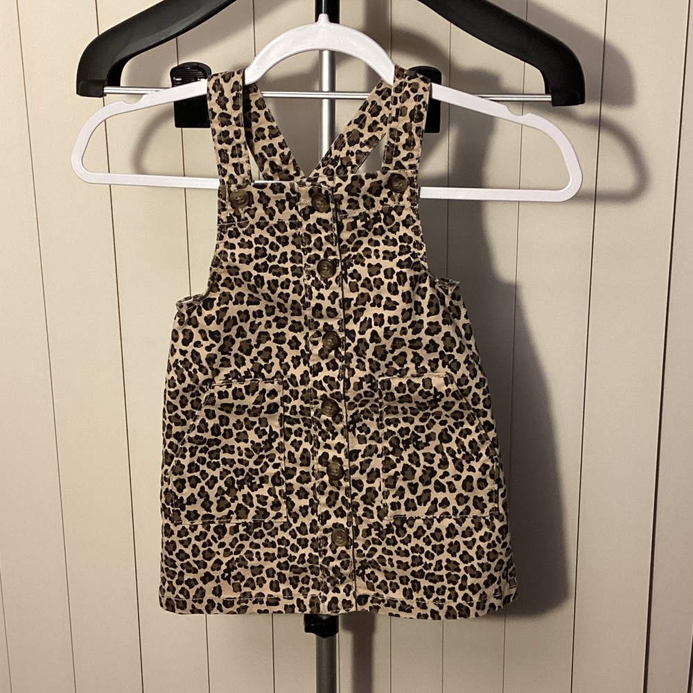 wonder nation Leopard Print Pinafore Dress in Tan and Black Cheetah Print